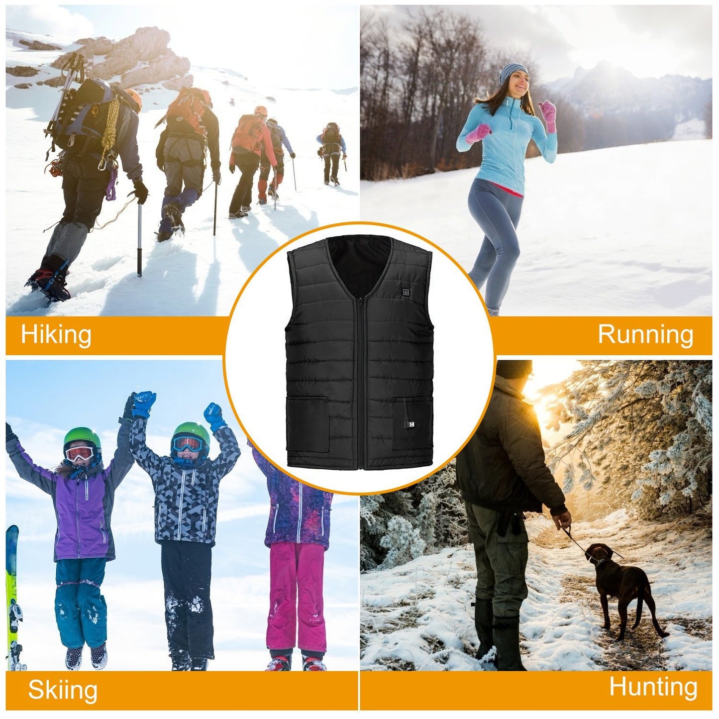 USB Heated Vest with 10 Heating Pads – Adjustable Electric Jacket for Men & Women.