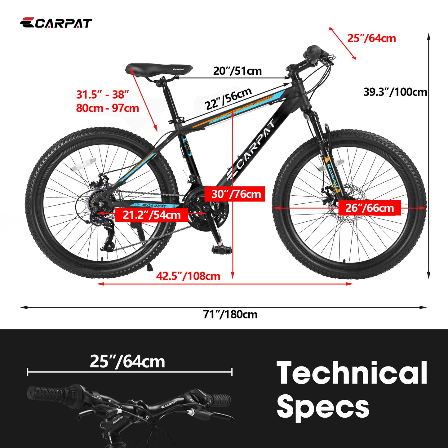 Bicycle S26102 Black-Blue | 26-Inch Mountain Bike