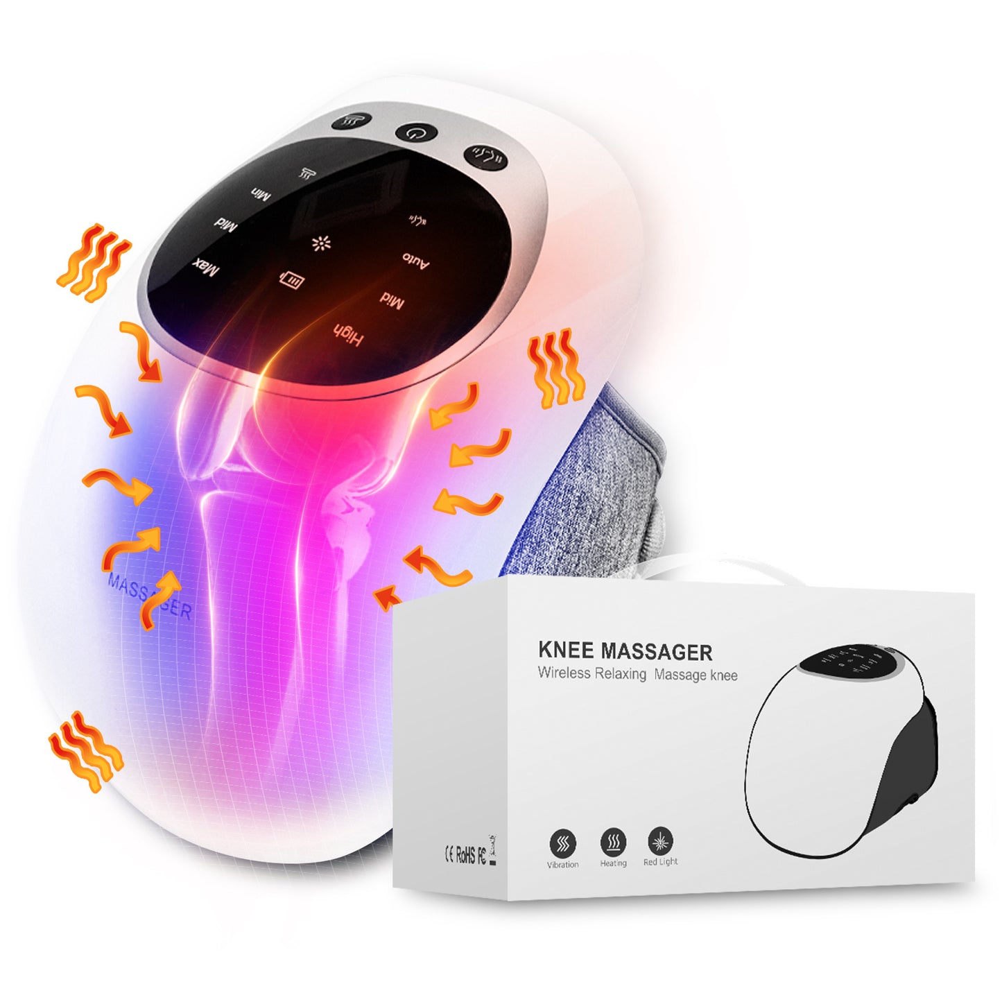 Wireless Knee Massager with Heat, Vibration & LED Therapy
