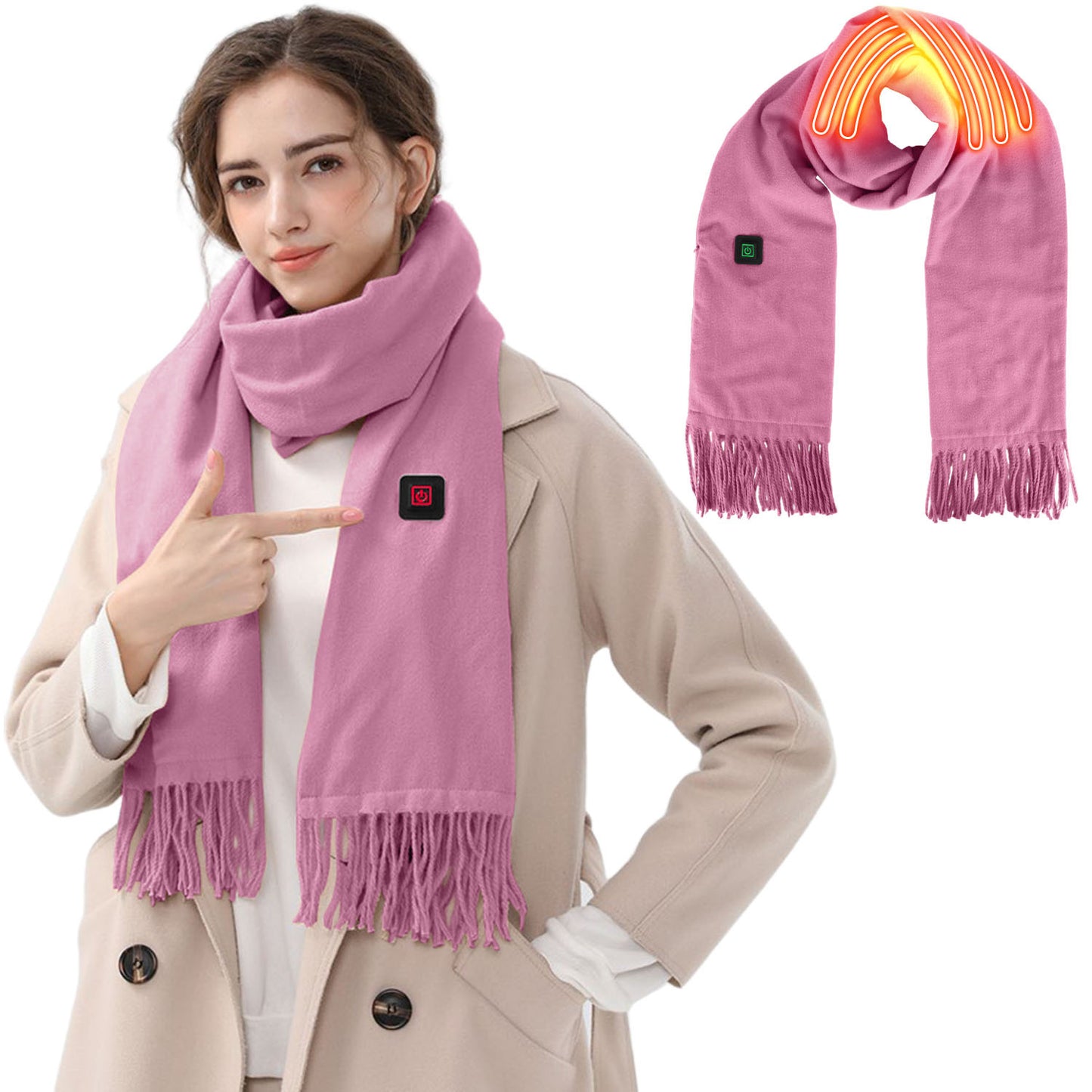 Electric Heated Winter Scarf – USB Rechargeable Neck Wrap with 3 Heating Modes | Unisex Heated Shawl for Outdoor Cycling, Skiing & Skating