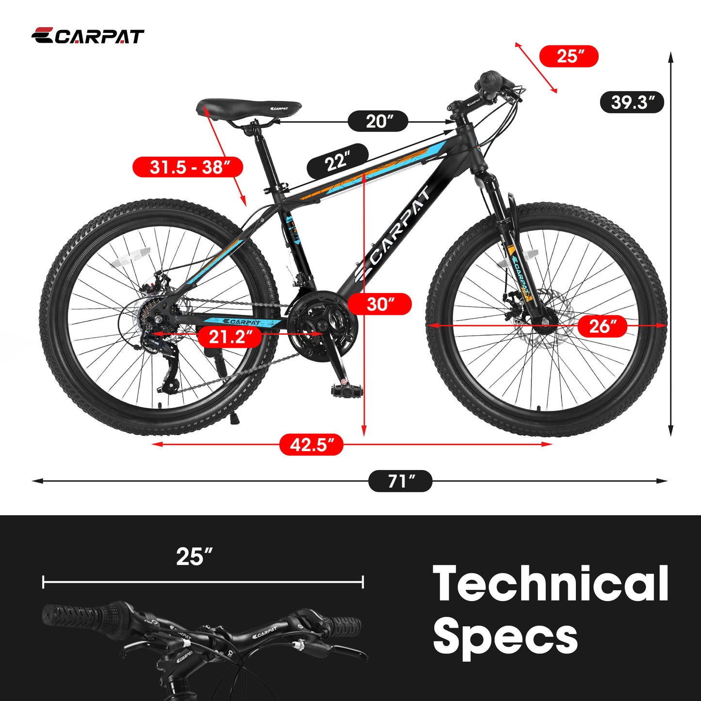 Bicycle S26102 Black-Blue | 26-Inch Mountain Bike