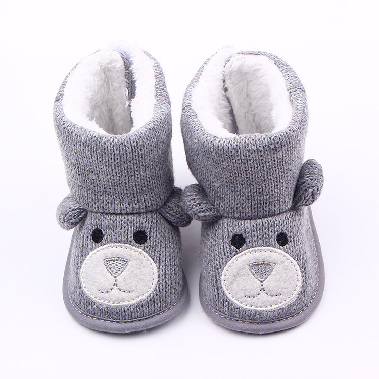 Warm Knit Baby Shoes – Winter Toddler Boots with Cute Bear Design