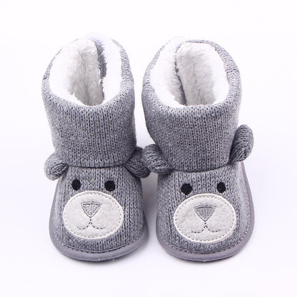 Warm Knit Baby Shoes – Winter Toddler Boots with Cute Bear Design