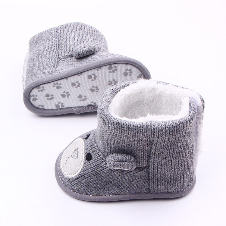 Warm Knit Baby Shoes – Winter Toddler Boots with Cute Bear Design