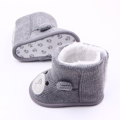 Warm Knit Baby Shoes – Winter Toddler Boots with Cute Bear Design