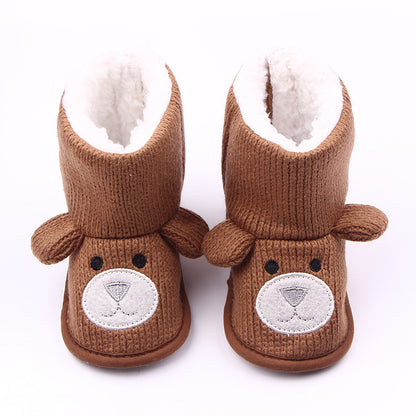 Warm Knit Baby Shoes – Winter Toddler Boots with Cute Bear Design