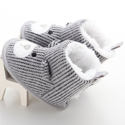 Warm Knit Baby Shoes – Winter Toddler Boots with Cute Bear Design