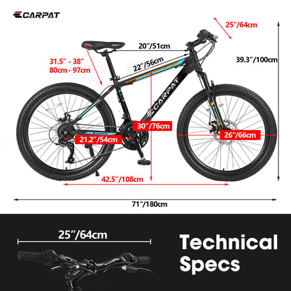 Bicycle S26102 Black-Blue | 26-Inch Mountain Bike