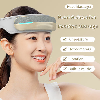 Foldable Heated Head Massager With Air Compression, Music & USB Charging, Portable & Relaxing