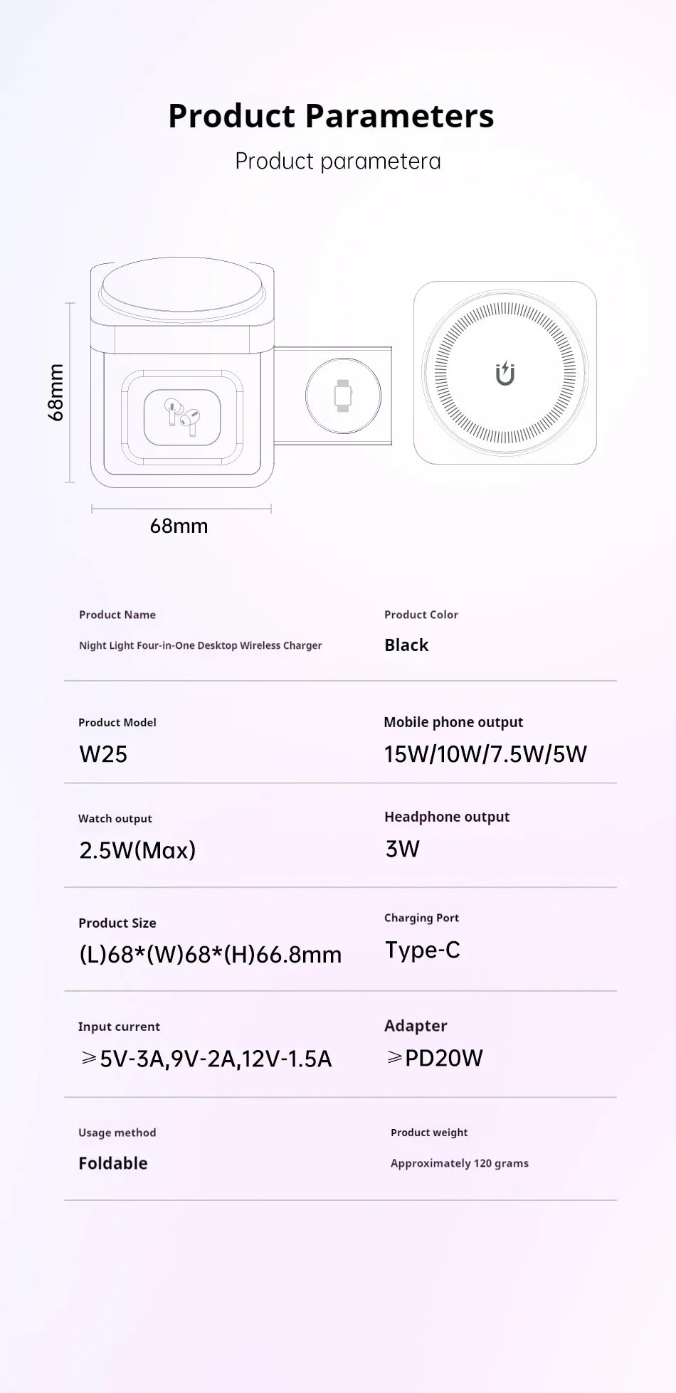 AWEI 3-in-1 Multi-function Wireless Charger