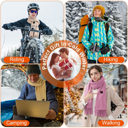 Electric Heated Winter Scarf – USB Rechargeable Neck Wrap with 3 Heating Modes | Unisex Heated Shawl for Outdoor Cycling, Skiing & Skating